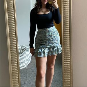 Zara Printed Ruched Mini Skirt